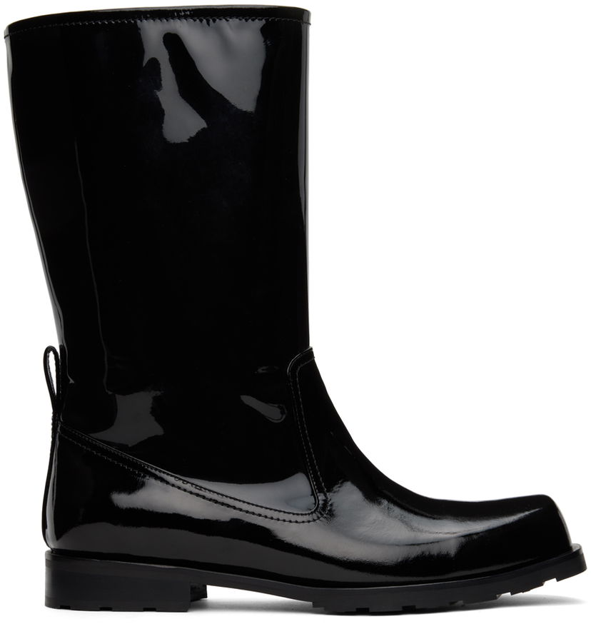 Tøj We11done We11done Enamel Combat Boots Sort | WD-AO3-22-453-M-BK