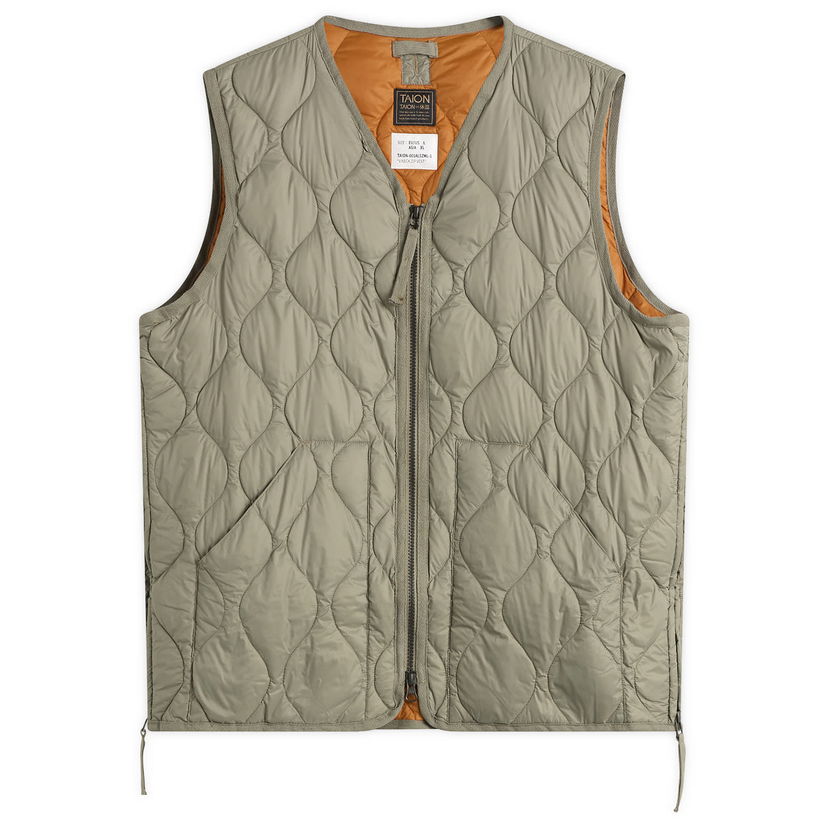 Vest TAION Military V-Neck Zip Softshell Down Vest Grøn | TAION-001ALSZML-1-DSG