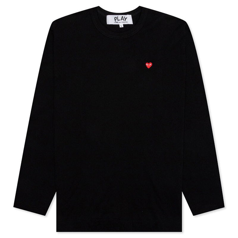 T-shirt Comme des Garçons Play Small Red Heart Long Sleeve T-Shirt Sort | AZ-T308-051-1, 0