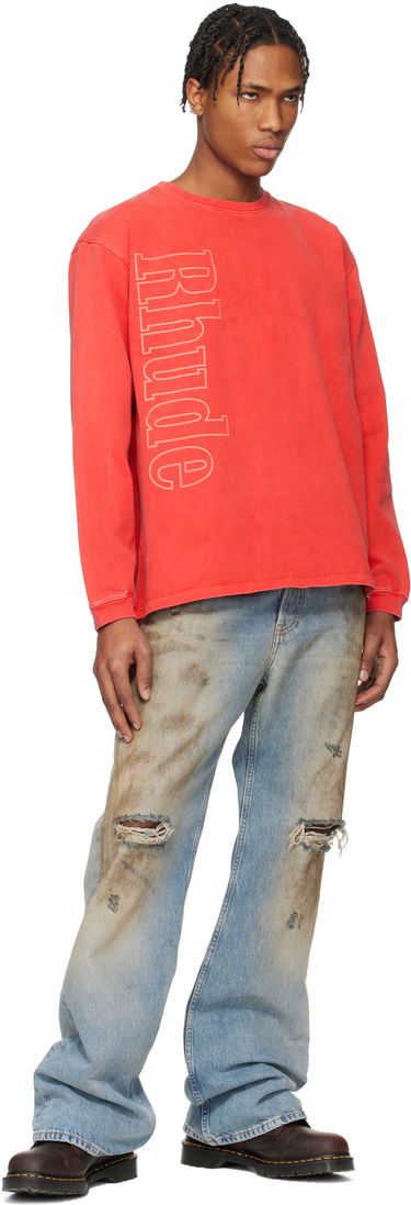 Sweatshirt Rhude Rhude Side Logo Long Sleeve T-Shirt Rød | RHPS25TT13012, 3