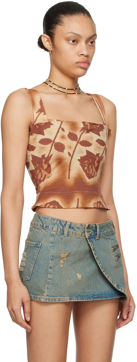 Tanktop Miaou Miaou Imogene Rose Print Tank Top Brun | 7023WOSSRO, 1