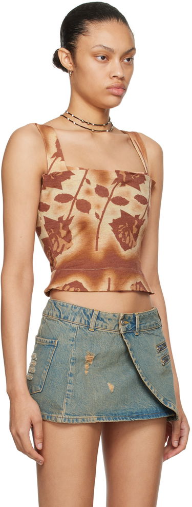 Tanktop Miaou Miaou Imogene Rose Print Tank Top Brun | 7023WOSSRO, 1