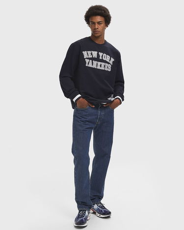 Sweatshirt New Era NEW YORK YANKEES Crewneck Sweatshirt with Striped Rib Trims Mørkeblå | 60594793, 2