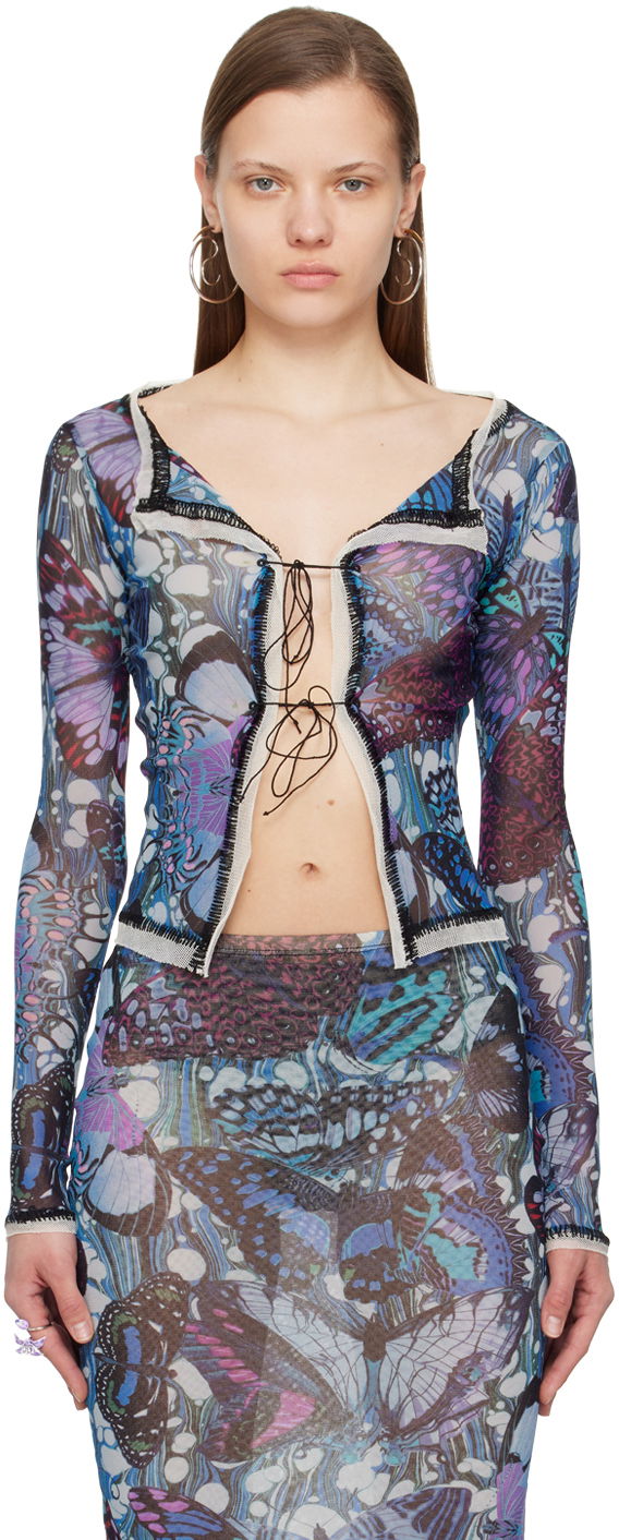 Tanktop Jean Paul Gaultier Gaultier Butterfly Print Tie Cardigan Blå | 24/25-F-CD006-T545-5090, 0