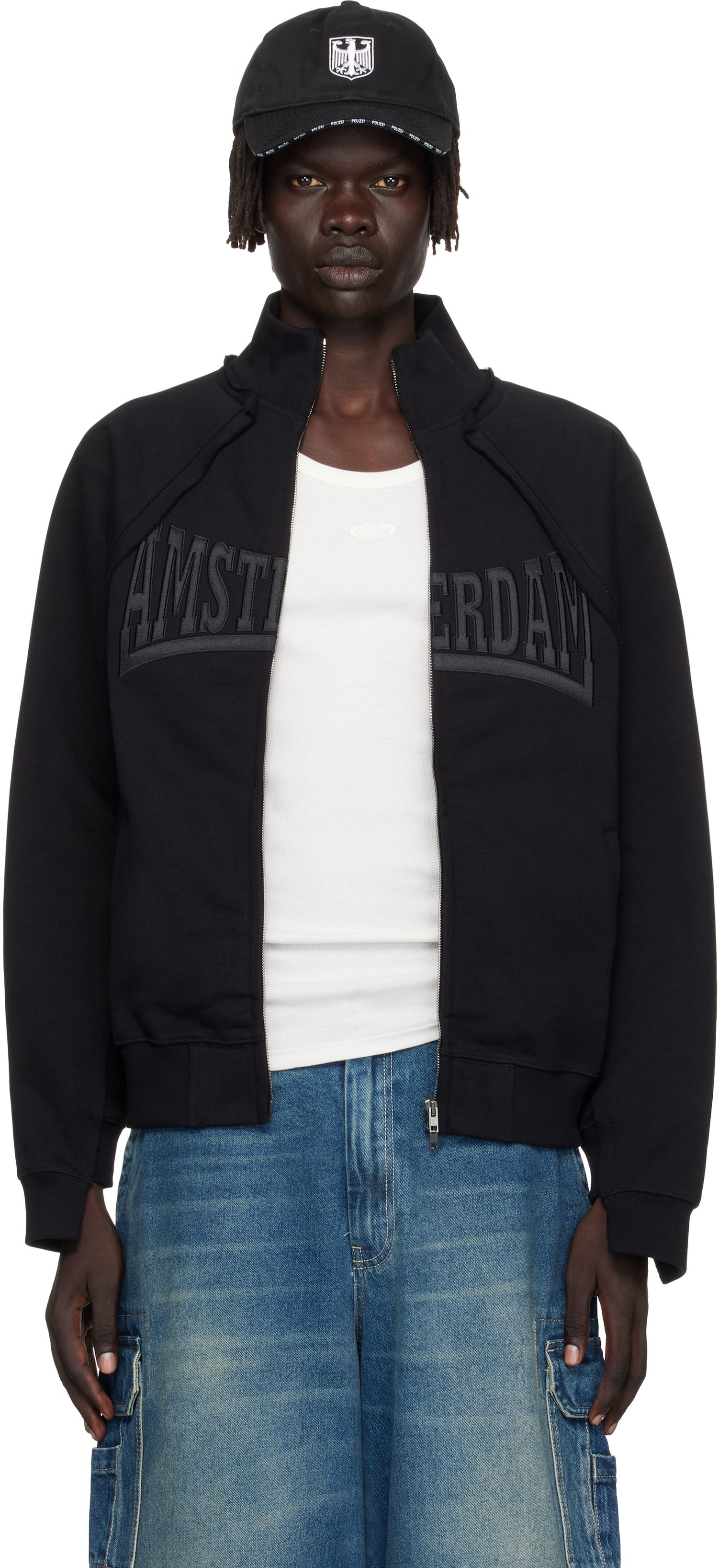 Sweatshirt VETEMENTS VETEMENTS 'Amsterdam' Patched Zip-Up Sweatshirt Sort | UH76ZU760BB, 0