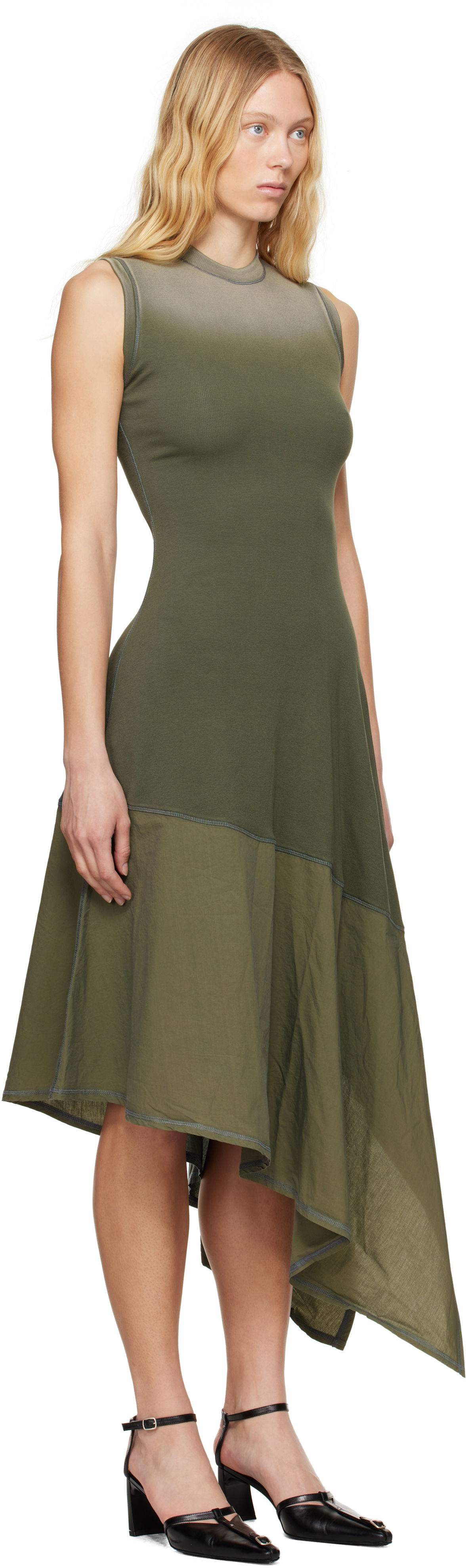 Kjole Diesel Diesel D-Elicy Asymmetrical Midi Dress Grøn | A16590 0NJBC, 1