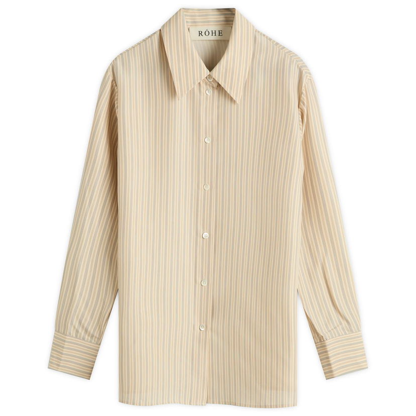 Skjorte Róhe Silk Striped Shirt Beige | 416-19-225