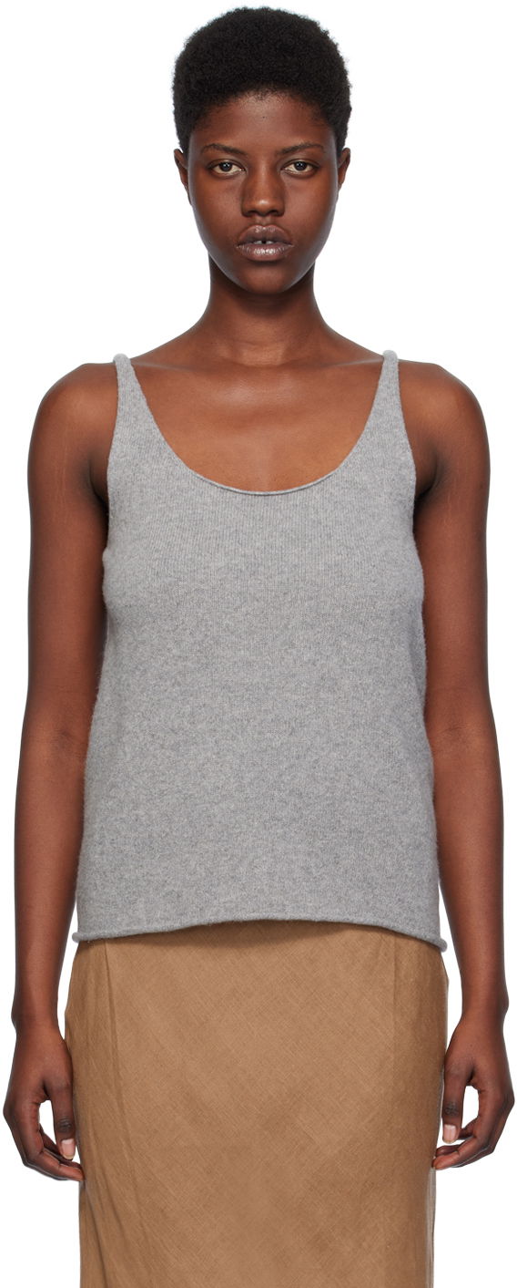 Tanktop Baserange Sleeveless Ribbed Tank Top Grå | KNRT-RC-SP24