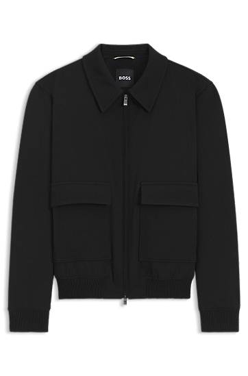 Sweater BOSS Zip-up Knit Jacket Sort | 50547088