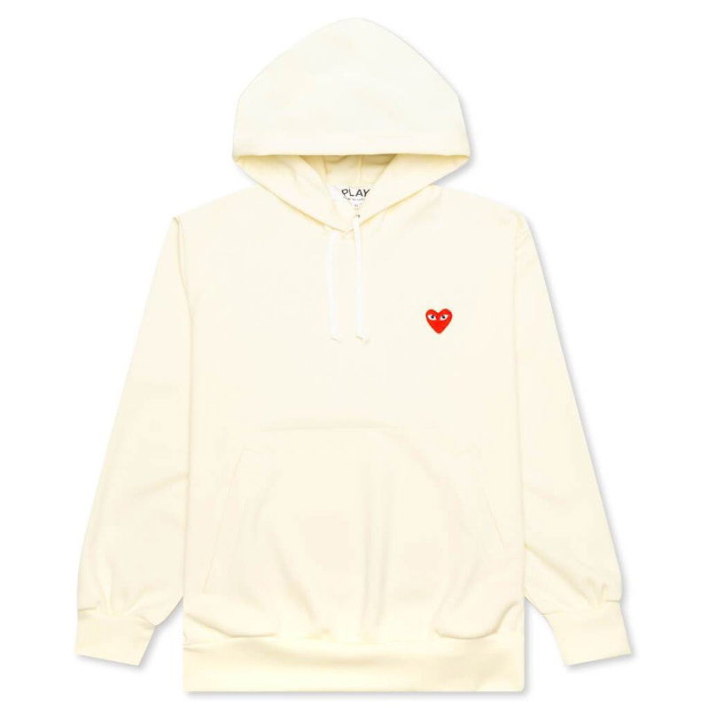 Sweatshirt Comme des Garçons Red Heart Ivory Hoodie Beige | AZ-T174-051-3 / P1T174-3