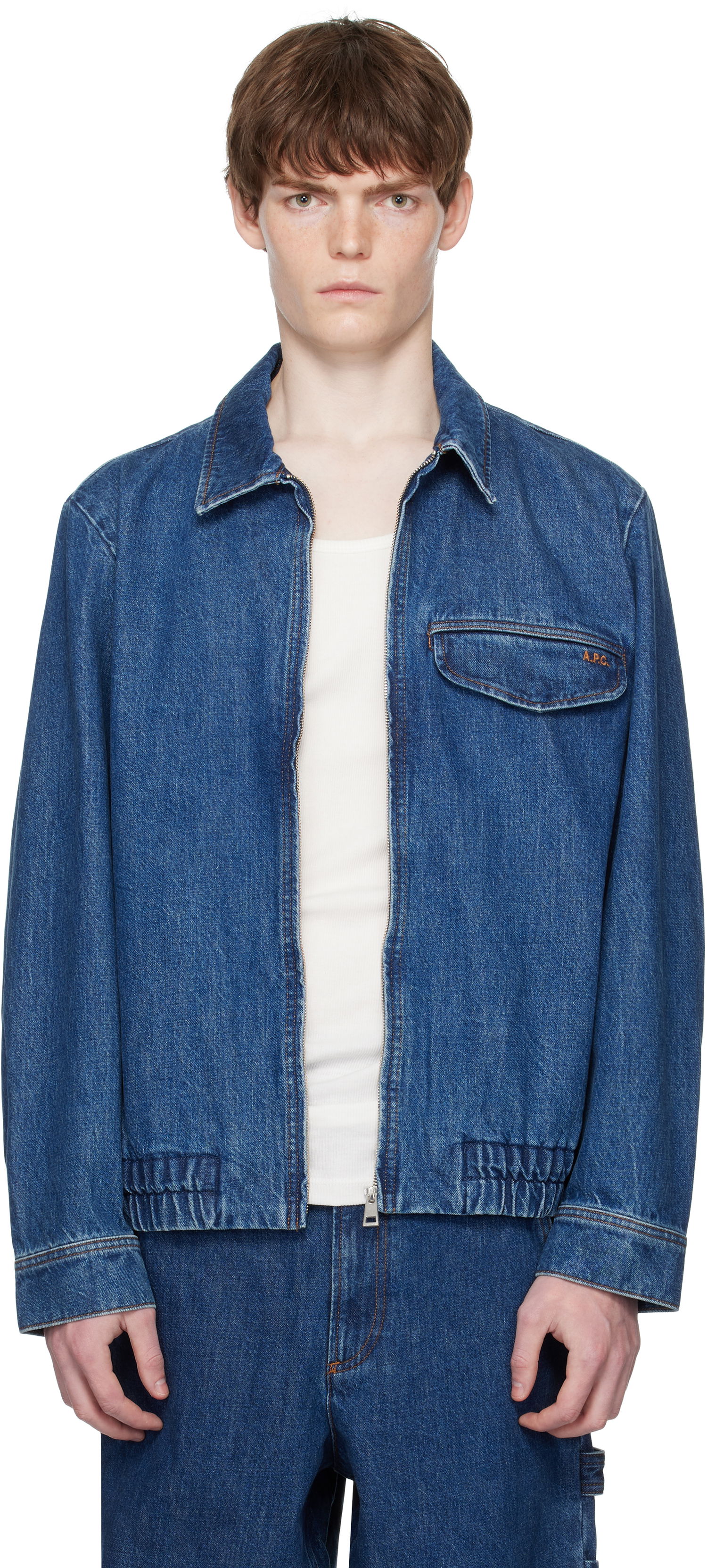 Jakke A.P.C. A.P.C. Fabrizio Zippé Denim Jacket Blå | COHJK-H32015, 0