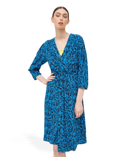 Kjole BOSS Wrap-front V-neck Dress with Seasonal Print Mørkeblå | 50498062