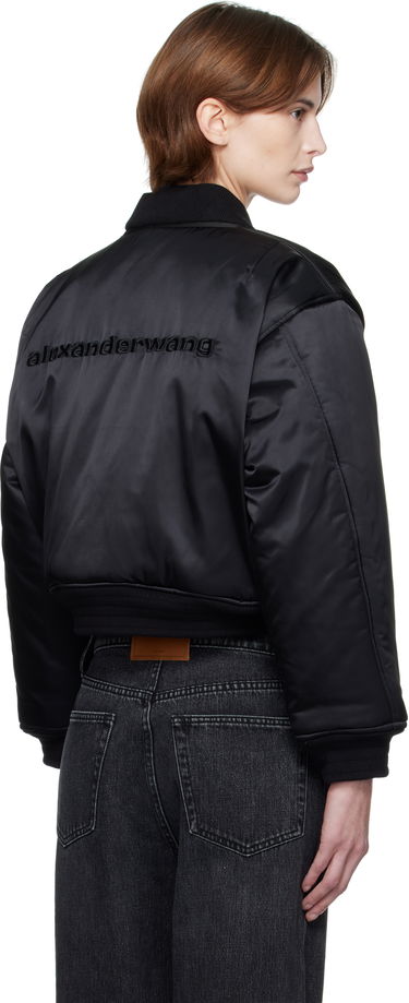 Bomberjakke Alexander Wang Alexander Wang Logo-Embroidered Cropped Bomber Jacket Sort | 1WC1253278, 2