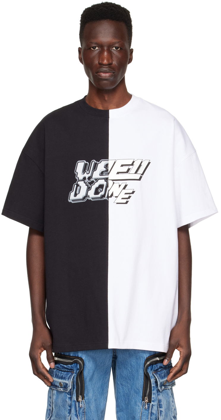 T-shirt We11done Half & Half T-Shirt Hvid | WD-TT1-22-558-U-BW, 0