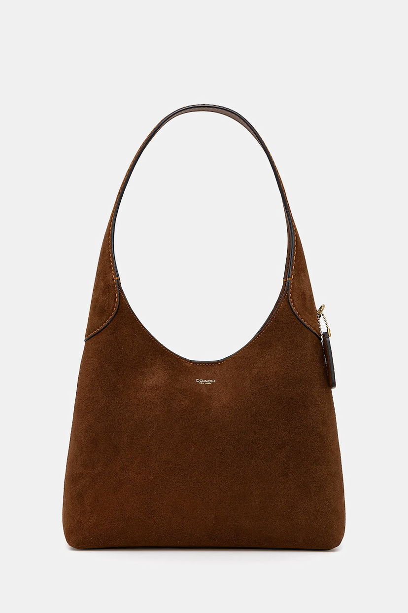 Håndtaske Coach Coach Brooklyn Suede Shoulder Bag Brun | CW637