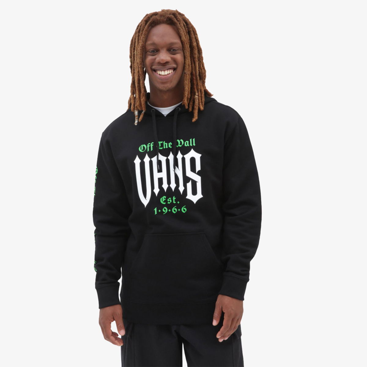 Sweatshirt Vans Black Hoodie with Logo Print Sort | VN000086BLK, 0