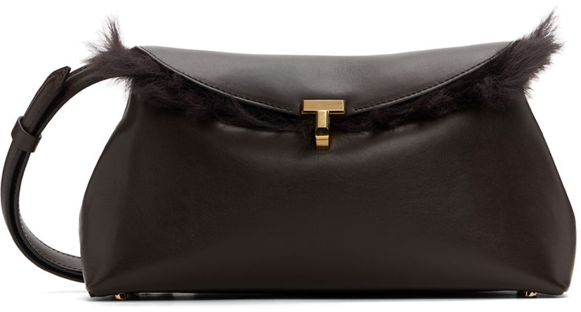 Håndtaske TOTEME Shearling T-Lock Clutch Bag Brun | 244-WAL0055-LE0084