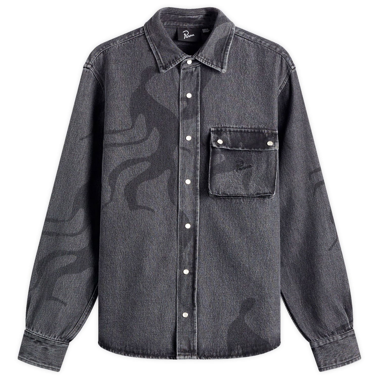 Skjorte By Parra Parra Stalkers Denim Shirt, Size Large Grå | 53130-GRY, 0