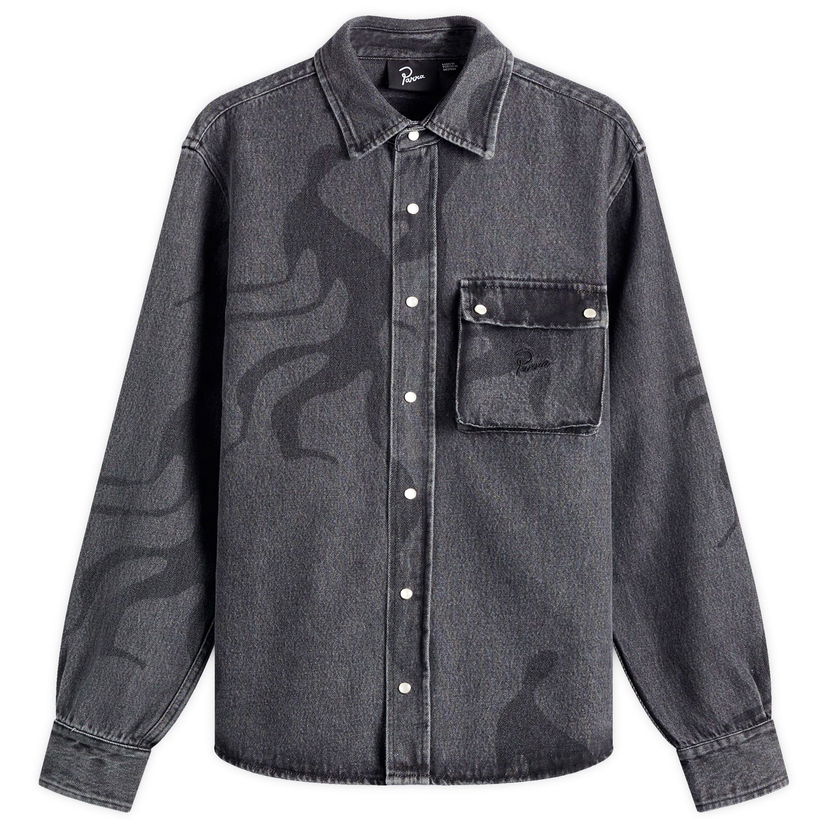 Skjorte By Parra Parra Stalkers Denim Shirt, Size Large Grå | 53130-GRY