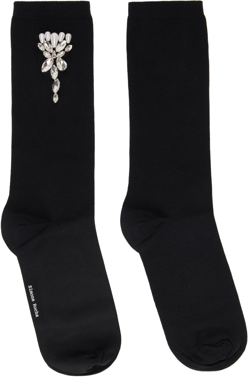 Sokker Simone Rocha Simone Rocha Embellished Carnation Socks Sort | SOCK 58 0639