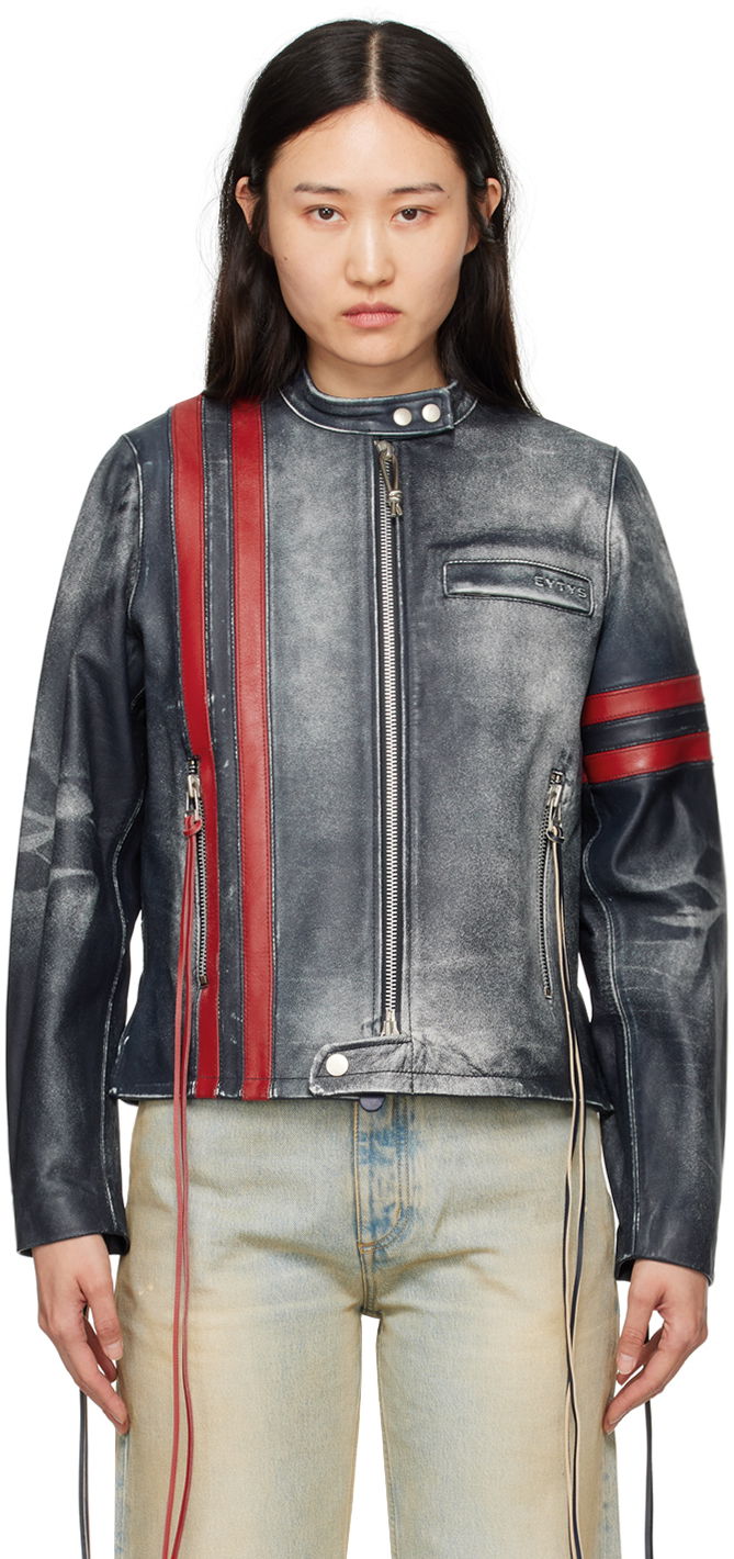 Jakke Eytys EYTYS Damon Leather Jacket Mørkeblå | A335001