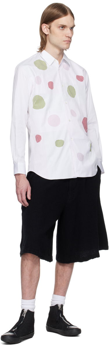 Skjorte Comme des Garçons Comme des Garçons Cotton Poplin Check Appliqué Shirt Hvid | FO-B007-051, 3
