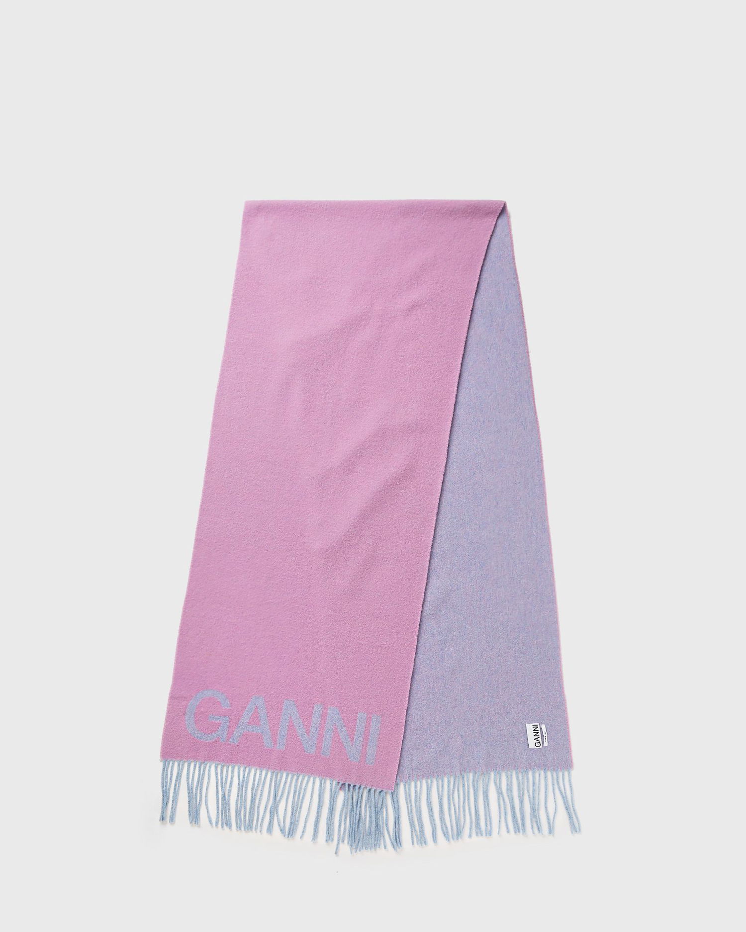 Tørklæde GANNI Fringed Wool Scarf Lyserød | A6200-733, 0