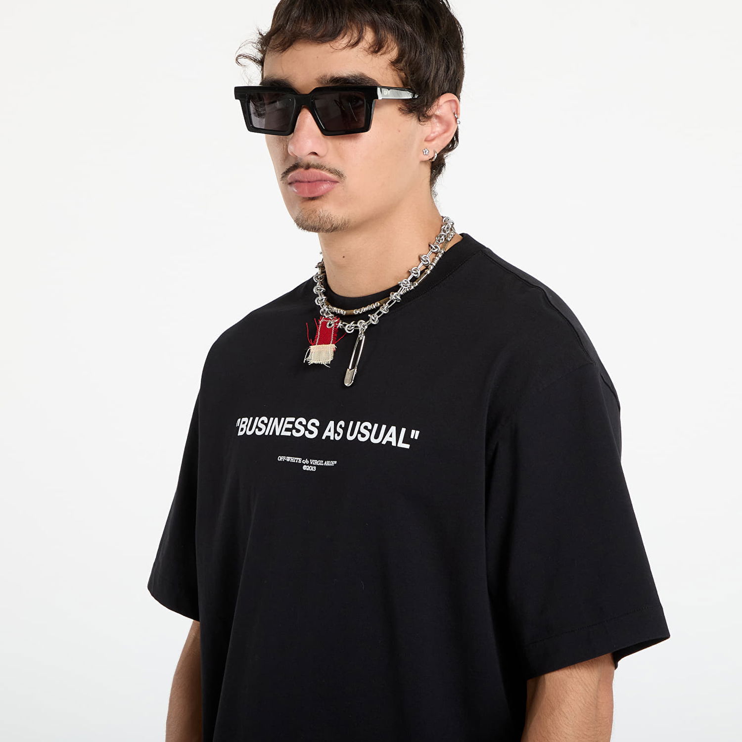 T-shirt Off-White Off-White Business Quote Skate Short Sleeve T-Shirt Sort | OMAA120F25JER0121001, 1