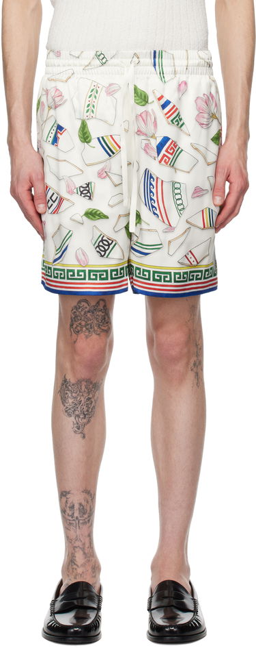 Shorts Casablanca Casablanca 'Le Vase Brise' Silk Shorts Hvid | MPS25-TR-012-02, 0