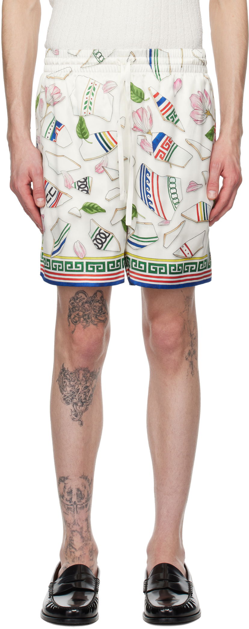 Shorts Casablanca Casablanca 'Le Vase Brise' Silk Shorts Hvid | MPS25-TR-012-02