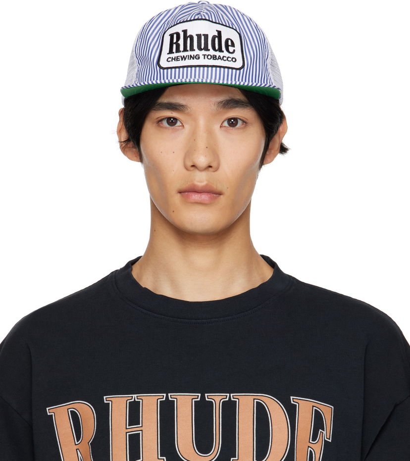 Kasket Rhude Rhude Striped 'Tobacco' Trucker Hat Blå | RHPF25HA01748
