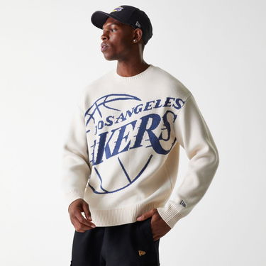 Sweater New Era New Era NBA LA Lakers Oversized Knit Sweater Beige | 60684350, 1