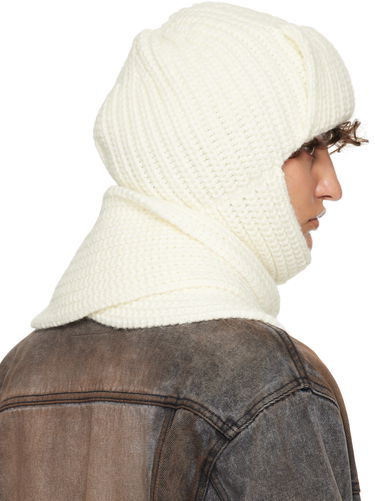 Tørklæde We11done We11done Chunky Knit Beanie and Scarf Set Hvid | WD-KH3-24-642-U-IV, 2
