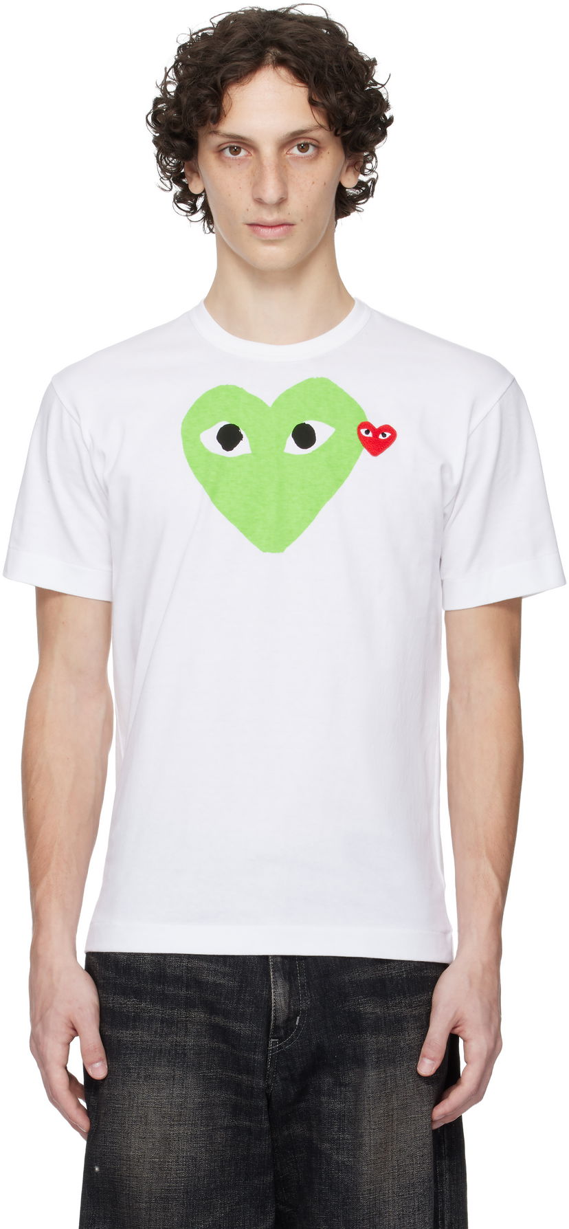 T-shirt Comme des Garçons Play Pastel Heart & Emblem Tee Hvid | AX-T106-051