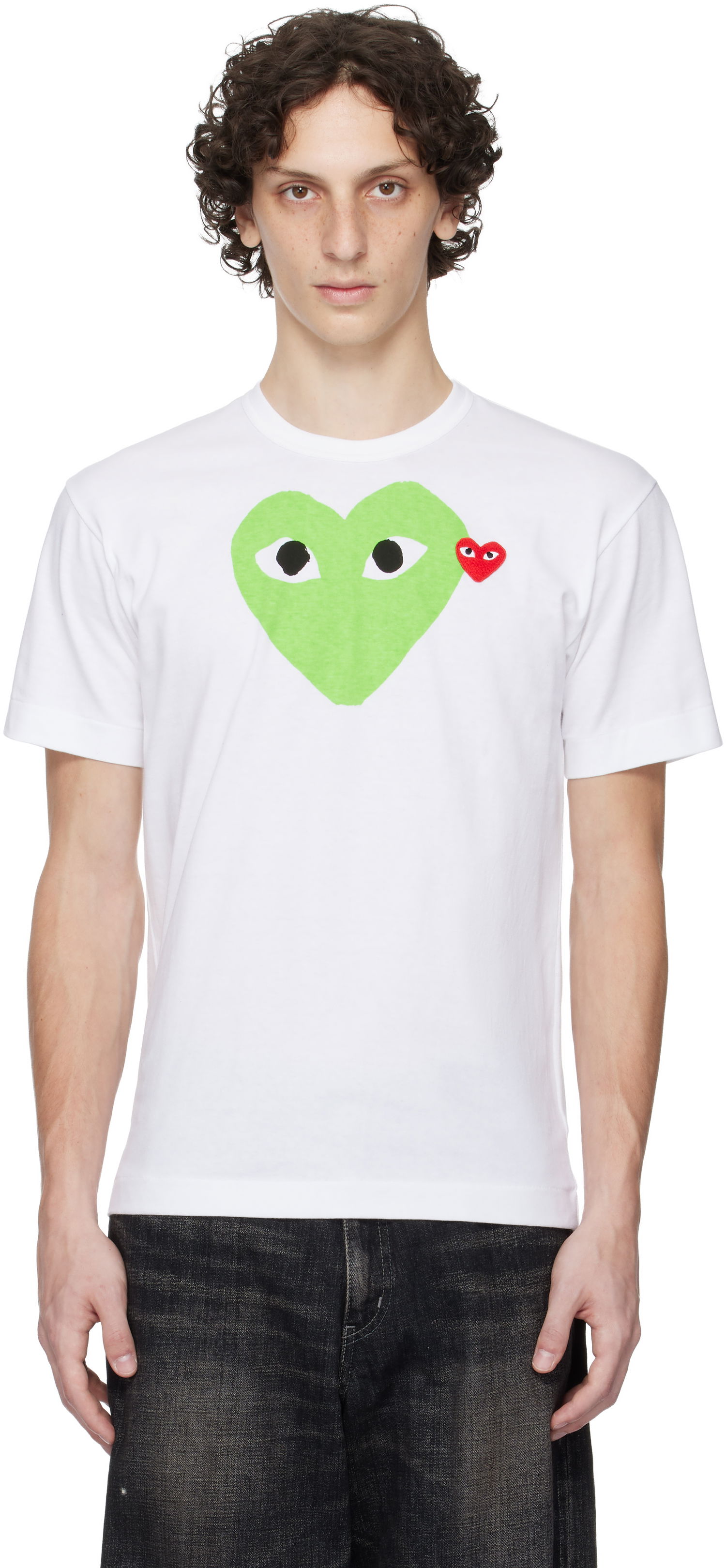 T-shirt Comme des Garçons Play Pastel Heart & Emblem Tee Hvid | AX-T106-051, 0
