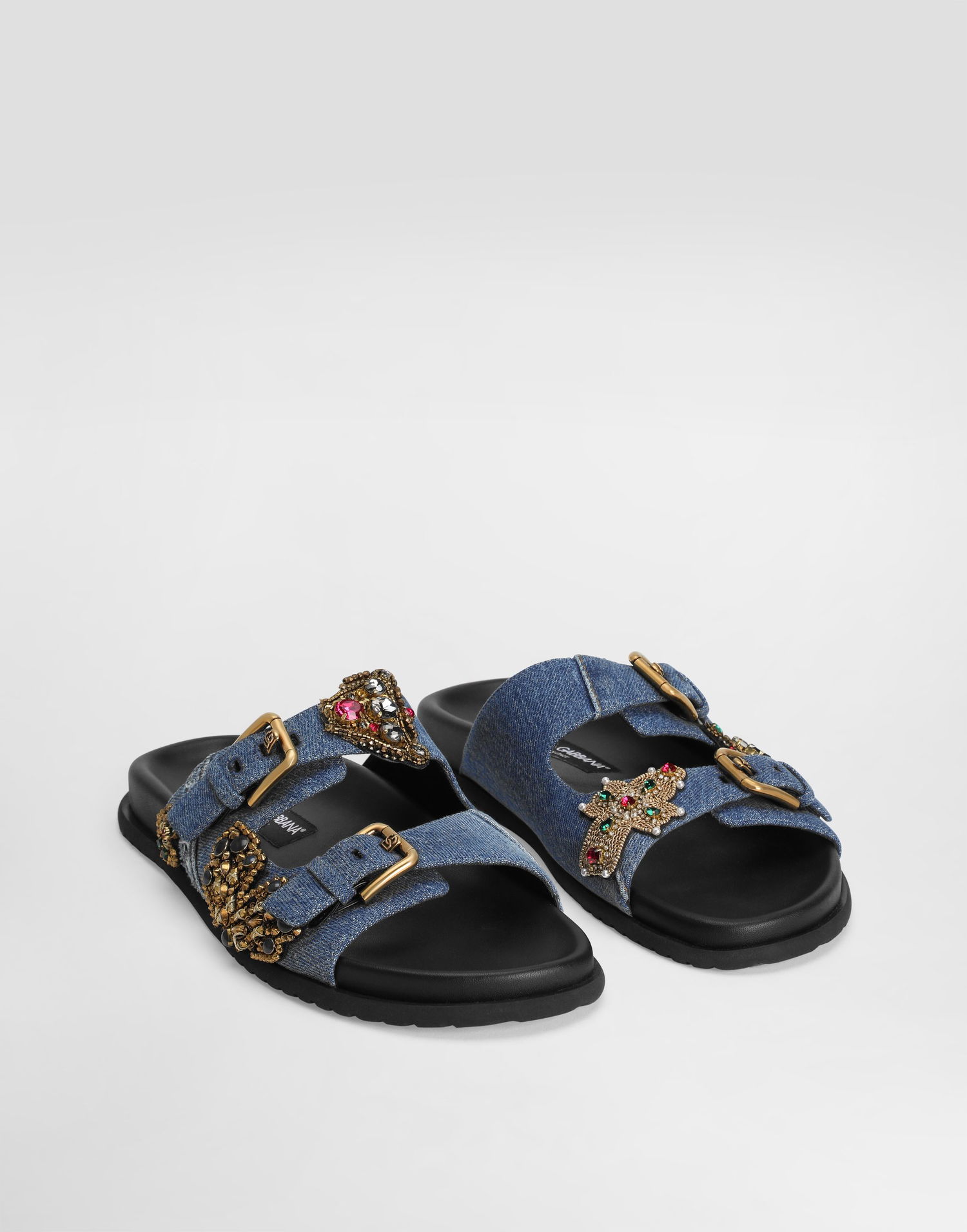 Tilbehør Dolce & Gabbana Dolce & Gabbana Embroidered Denim Slides Blå | CQ0664AN6248C609, 1