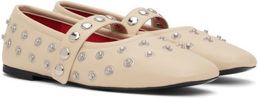 Sneakers og sko Stella McCartney Stella McCartney Ryder Popper-Studded Ballerina Flats Beige | 810473W1G90, 3