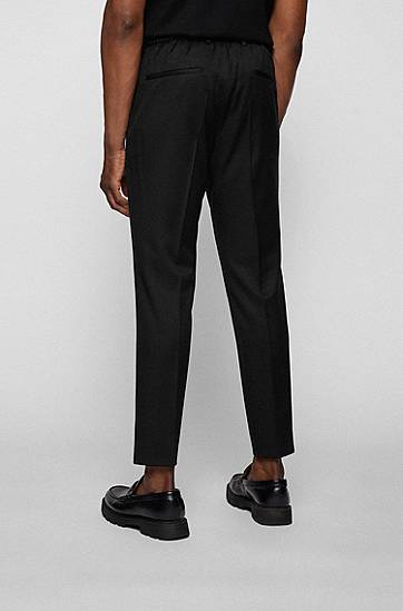Bukser BOSS Slim-Fit Virgin-Wool Serge Trousers Sort | 50469169, 1
