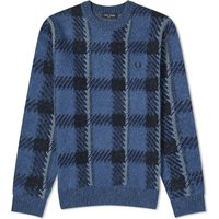 Sweater Fred Perry Glitch Tartan Crew Jumper Mørkeblå | K6532-963, 1