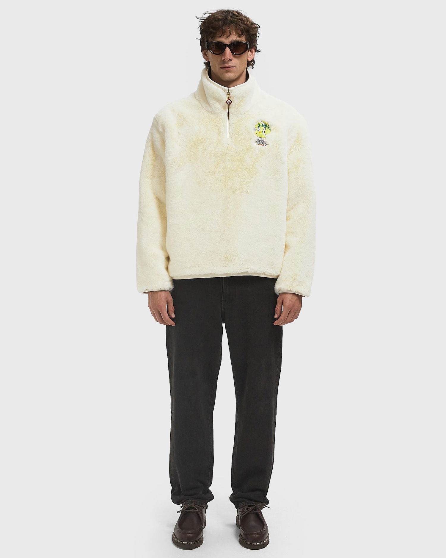 Jakke Casablanca Faux Fur Half-Zip Jacket Hvid | M-AW25-OT-228-01, 1