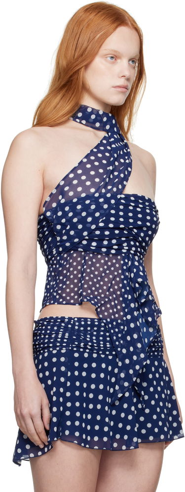 Tanktop GUIZIO Guizio Chiffon Polka Dot Wrap Top Blå | P25119W096, 1