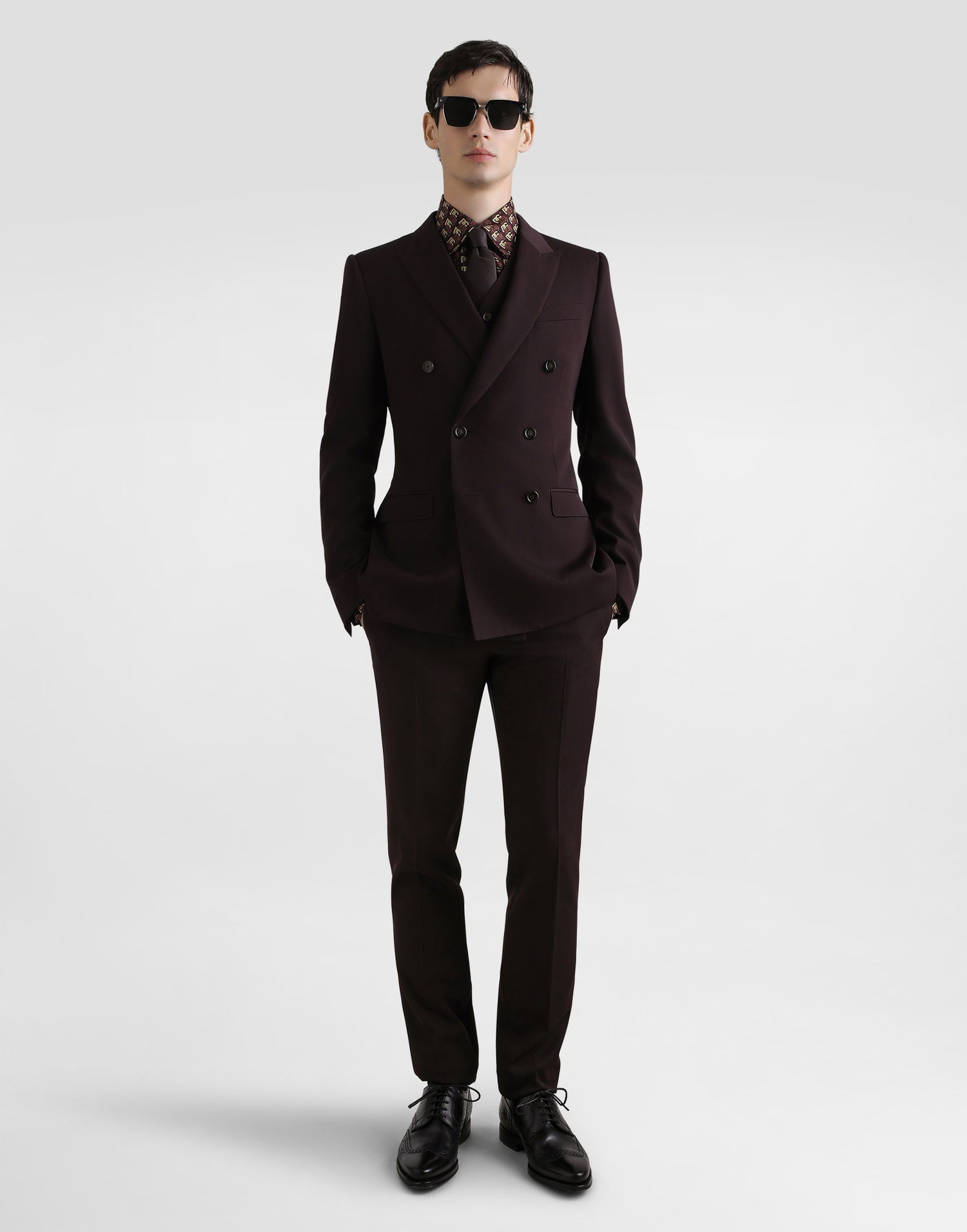 Skjorte Dolce & Gabbana Dolce & Gabbana Martini Print Silk Twill Shirt Brun | G5MM4TIS1ZHHM8SS, 1