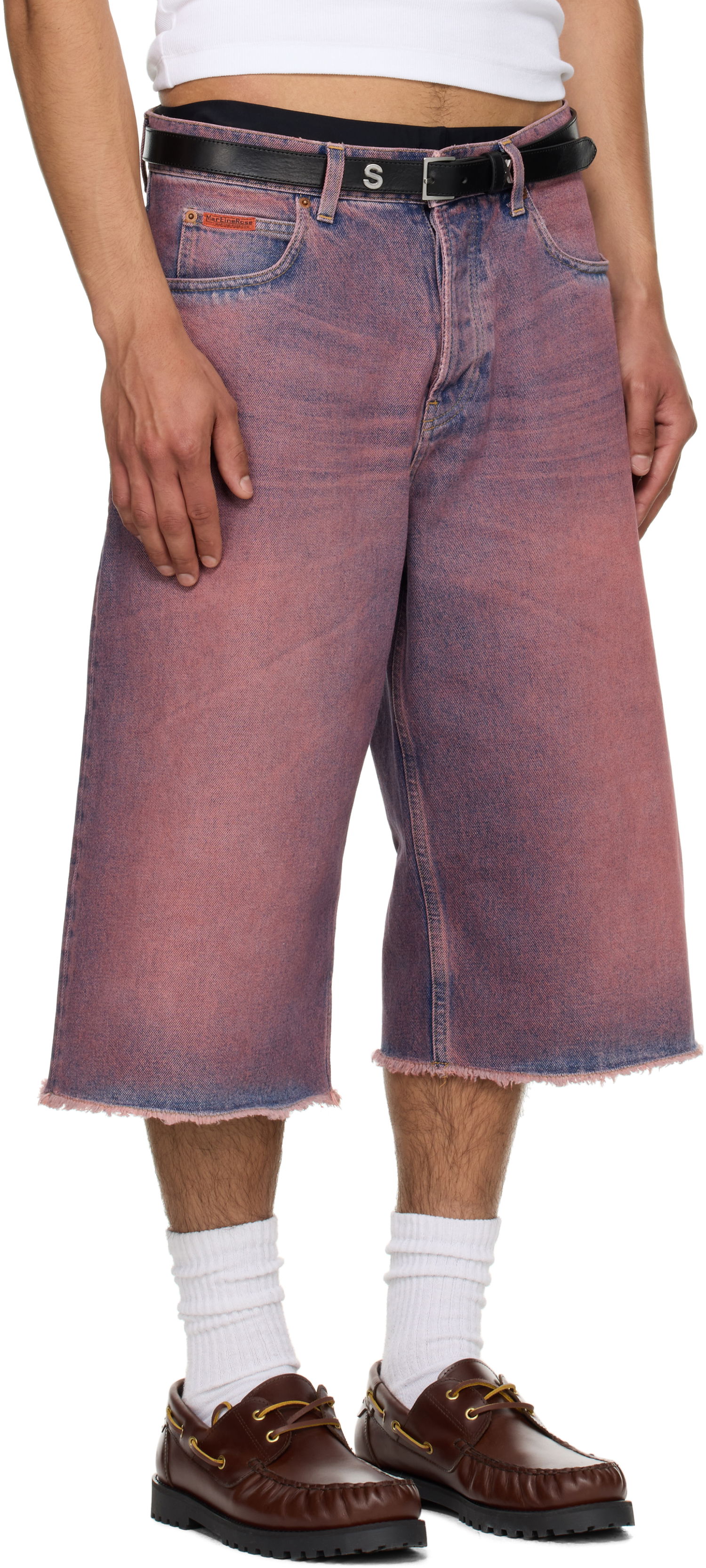 Shorts Martine Rose Martine Rose Frayed Denim Shorts Lyserød | 247WD06115, 1