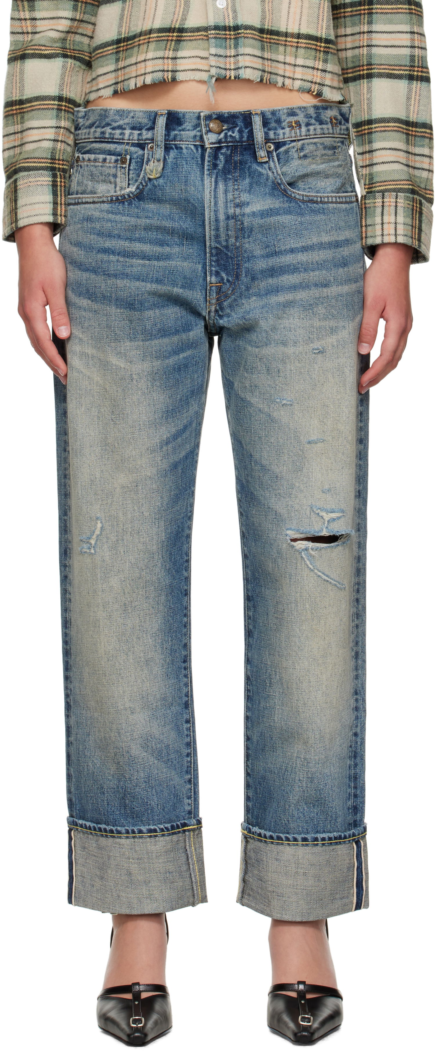 Jeans R13 R13 Cuffed Boyfriend Jeans Blå | R13WD196-D324C, 0
