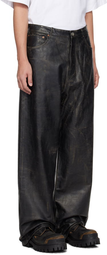 Jeans VETEMENTS Vetements Distressed Leather Pants Sort | UA66PA200X, 1