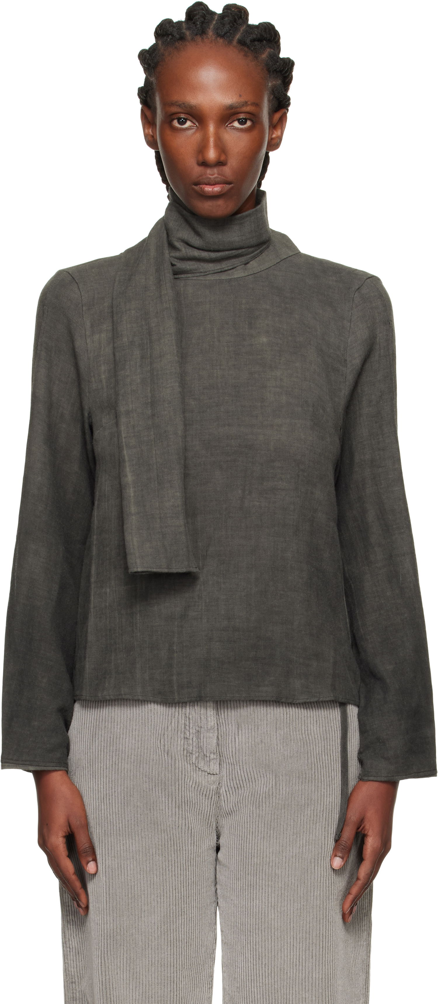 Skjorte OUR LEGACY Virtuous Draped Neck Blouse Grå | W4252VD, 0