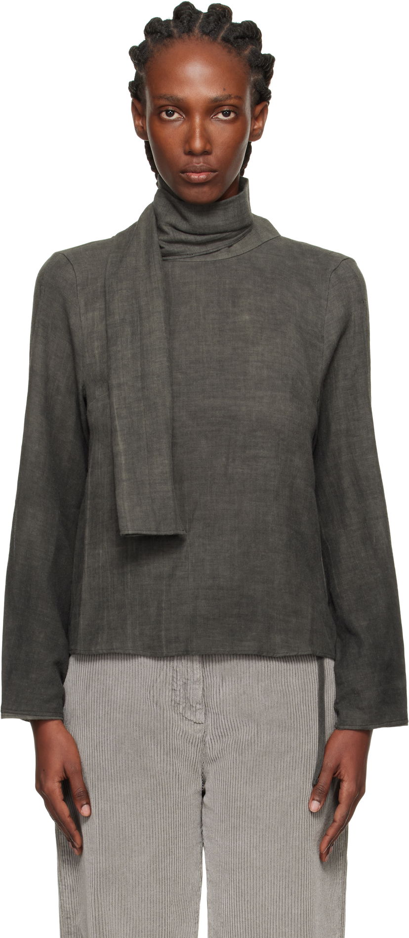 Skjorte OUR LEGACY Virtuous Draped Neck Blouse Grå | W4252VD
