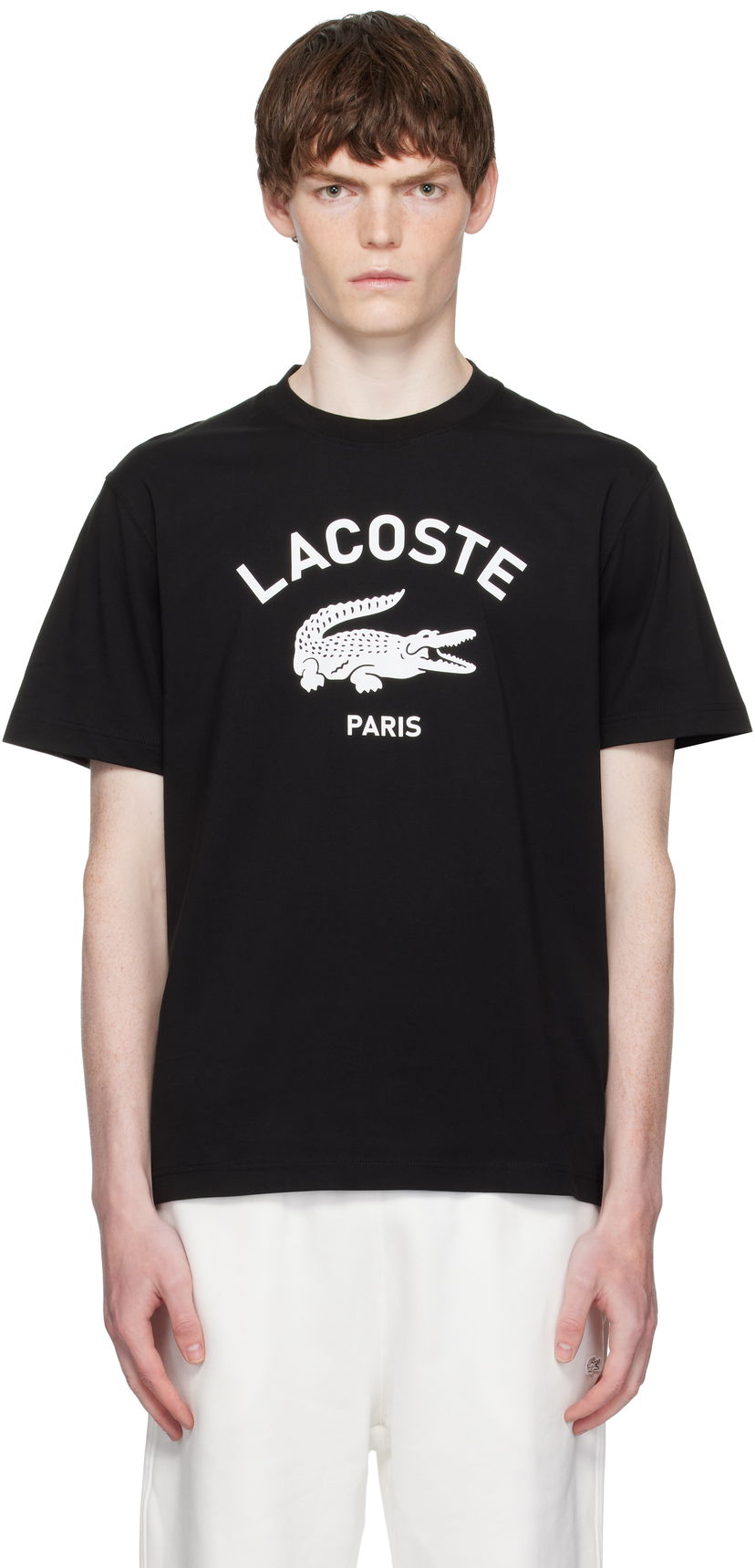 T-shirt Lacoste Lacoste Signature Print Cotton T-Shirt Sort | TH2733_031