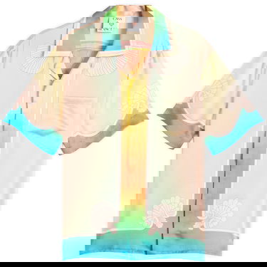 Skjorte Casablanca Casablanca Cuban Collar Short Sleeve Silk Shirt, Size Large Flerfarvet | MPF25-SH-003-09, 0