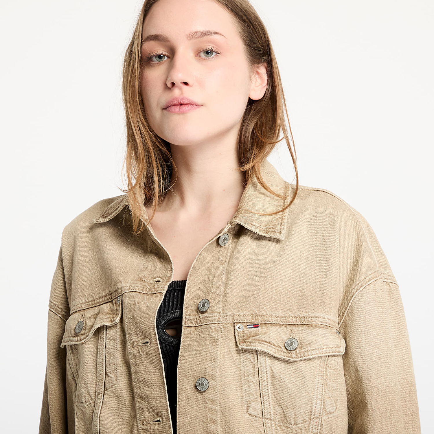 Jakke Tommy Hilfiger Tommy Jeans Oversized Crop Trucker Jacket Beige | DW0DW20118 1CE, 1